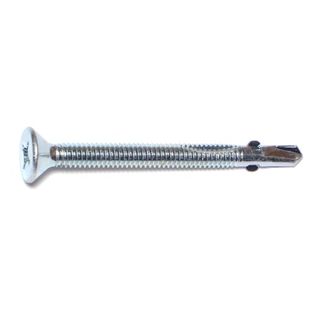 Midwest Fastener Self-Drilling Screw, #12 x 2-1/2 in, Zinc Plated Steel Flat Head Phillips Drive, 100 PK 07231